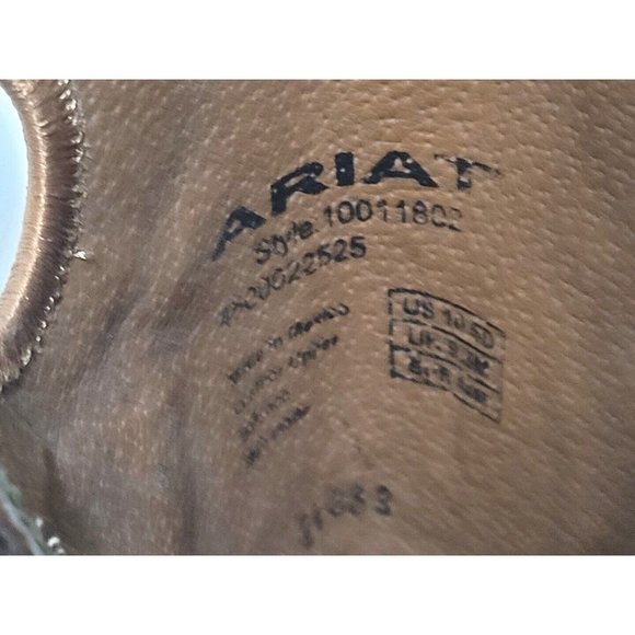 Ariat Brown Green Leather Cowboy Western Boots Mens Size 10.5 Square Toe Rodeo - Picture 9 of 10